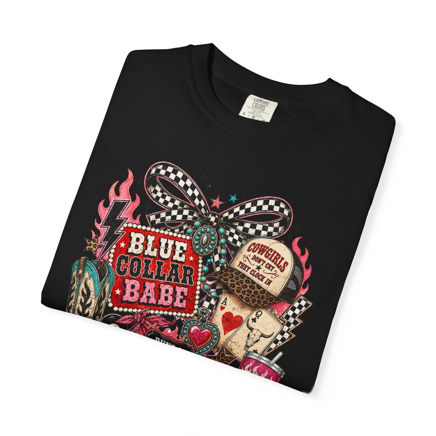 Blue Collar Babe T-Shirt — Retro Cowgirl Graphic Tee