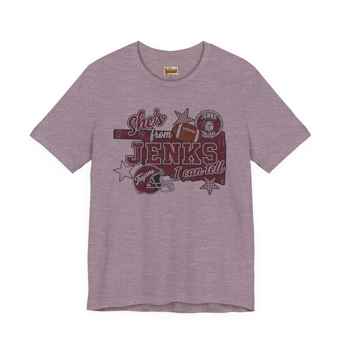 She's from Jenks Tee — Vintage High School Football Graphic T-Shirt