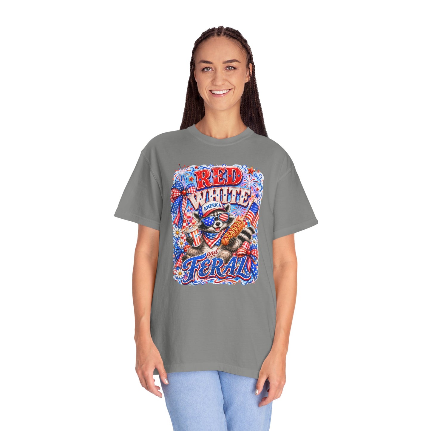 Patriotic "Red White Feral" Graphic T-Shirt