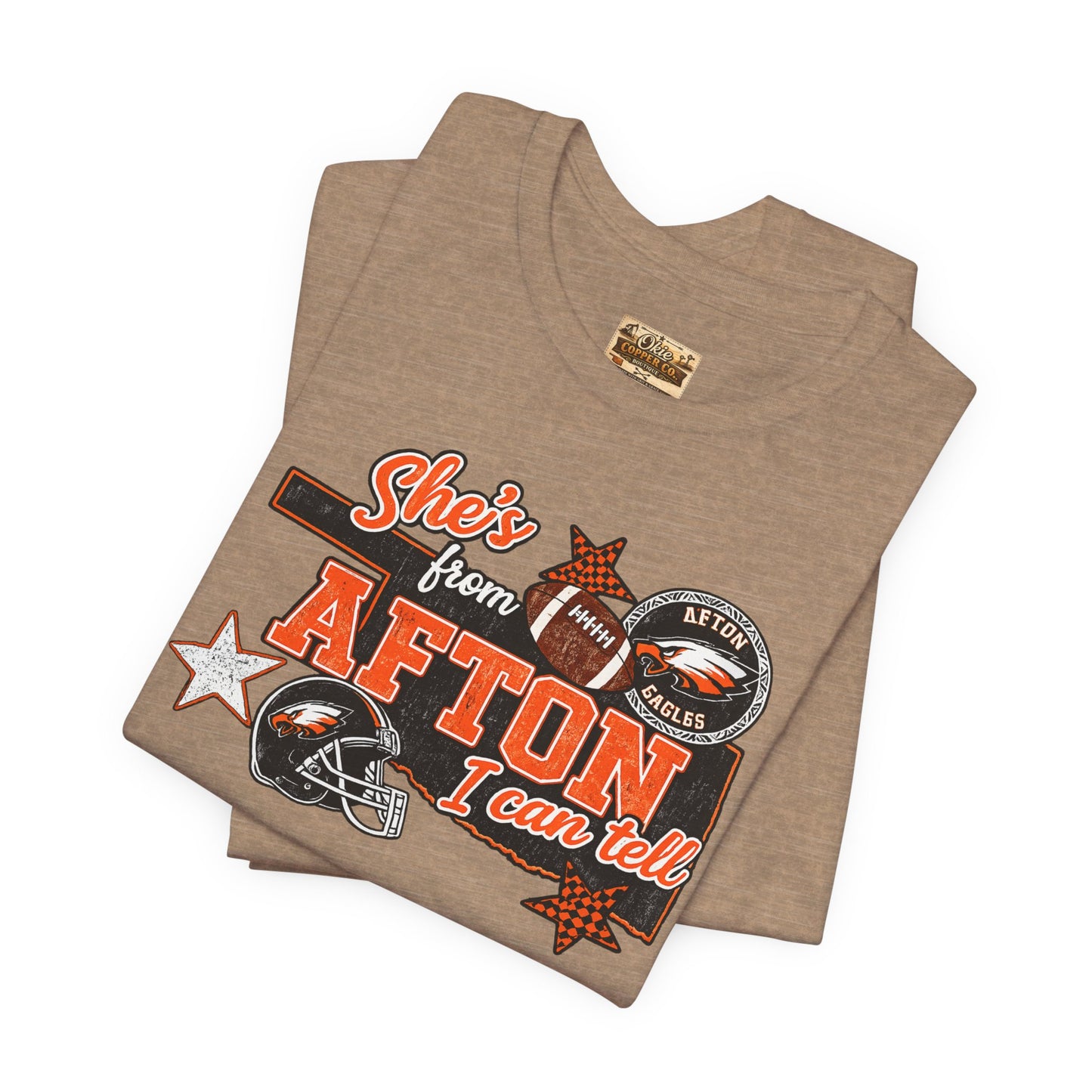 Afton Football Town Retro Graphic Tee — "Shes from Afton I can too"