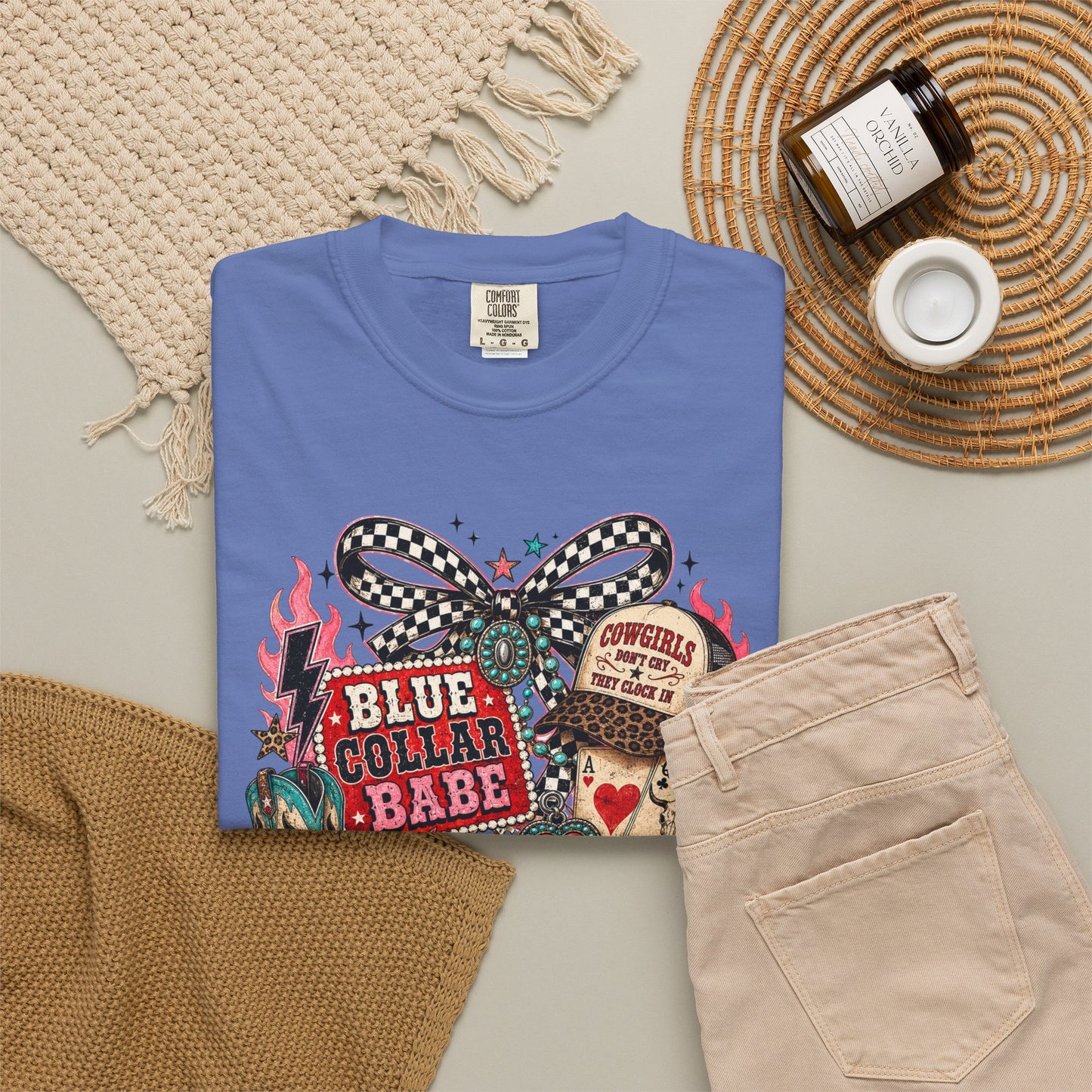 Blue Collar Babe T-Shirt — Retro Cowgirl Graphic Tee