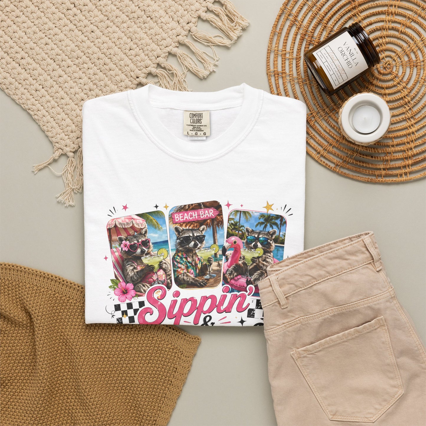 Sippin' & Chillin' T-Shirt — Retro Tropical Drink Graphic Tee