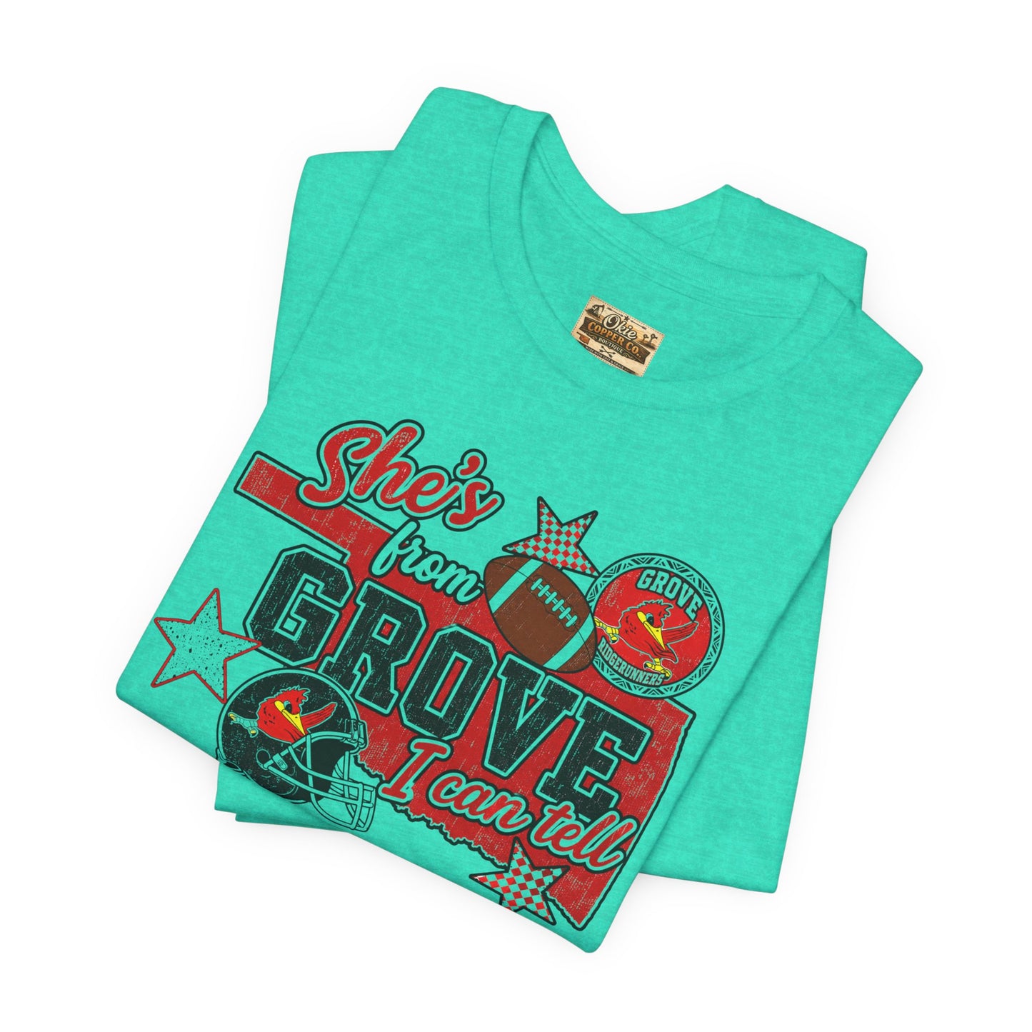 She's From Grove I Can Tell T-Shirt — Grove Football Fan Tee