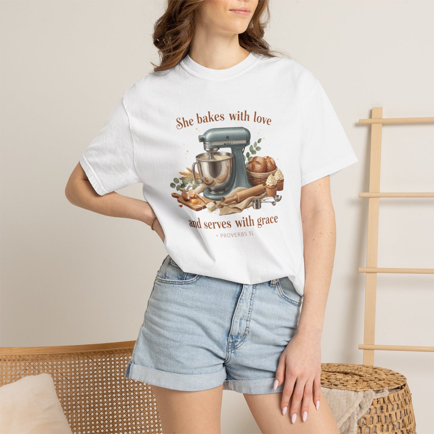 Baker’s Grace T-Shirt – "She bakes with love and serves with grace" Kitchen Tee