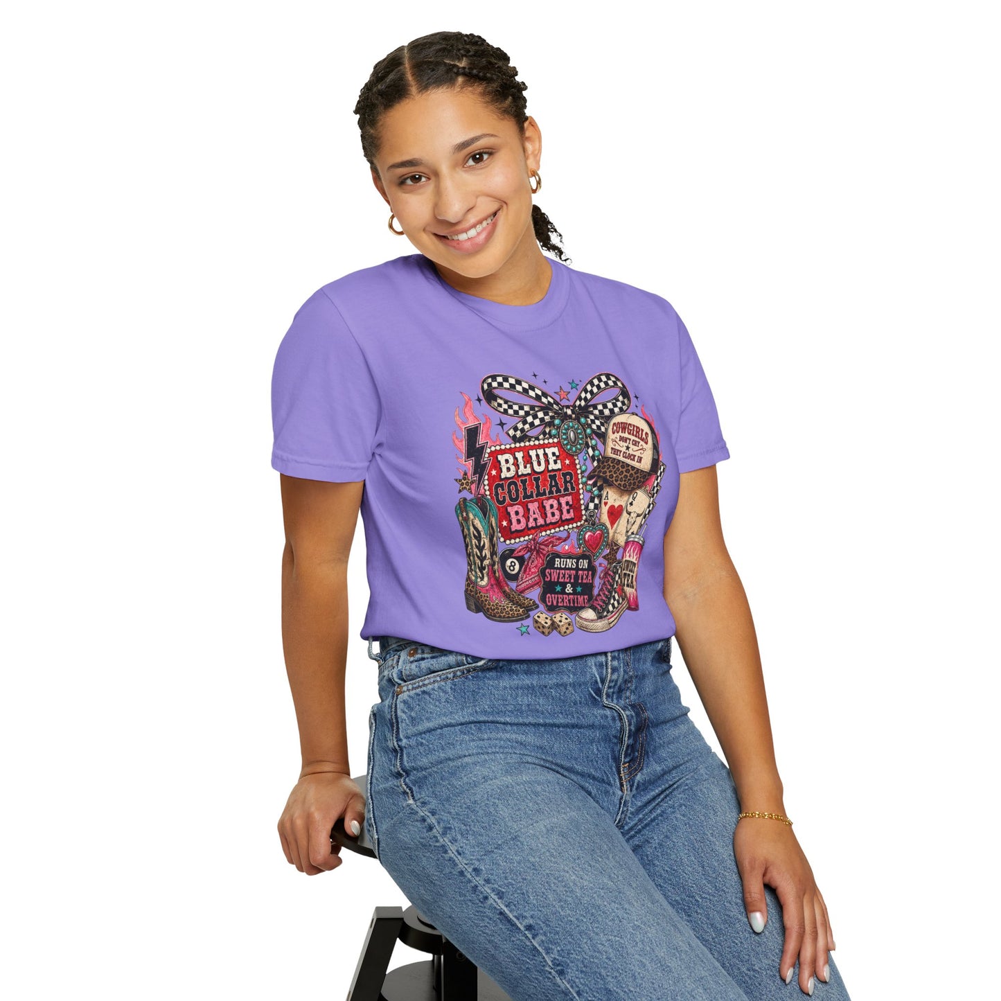 Blue Collar Babe T-Shirt — Retro Cowgirl Graphic Tee