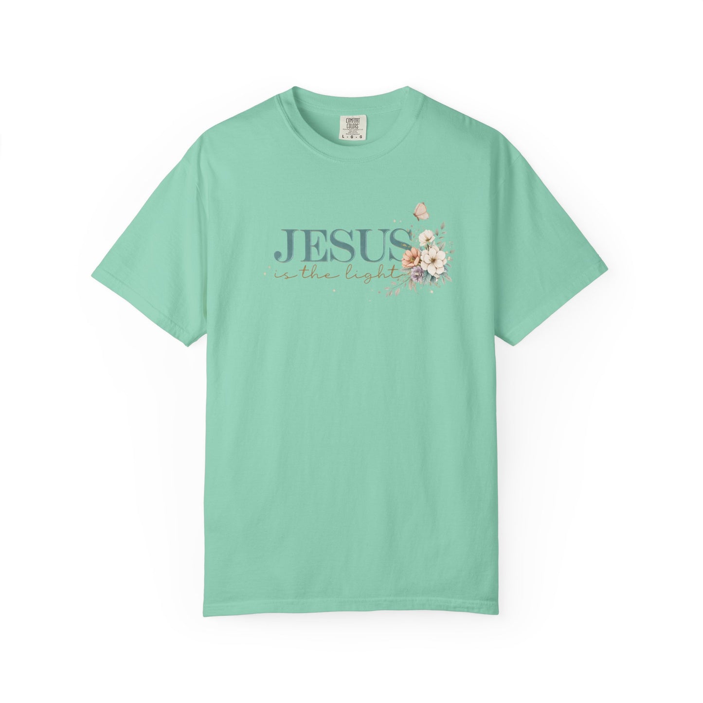 Jesus Is the Light T-Shirt — Floral Cross Christian Tee (Walking in Faith)