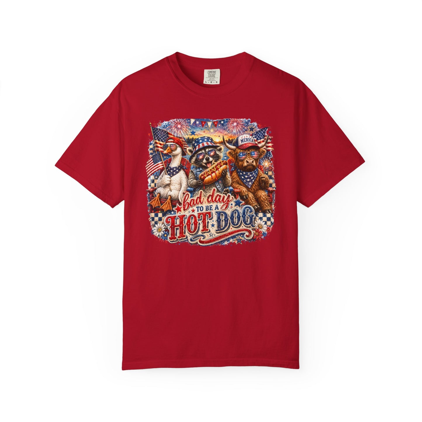 Patriotic 'Born to Be a Hot Dog' Graphic T-Shirt
