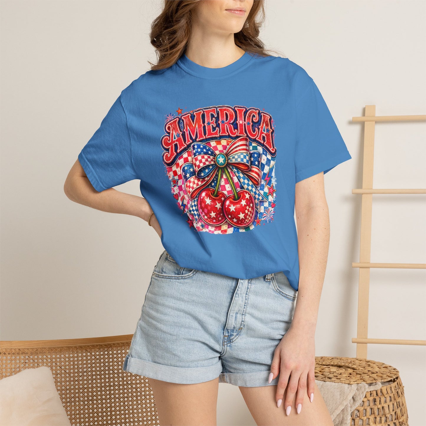 America Cherry Graphic T-Shirt — Patriotic 4th of July Tee