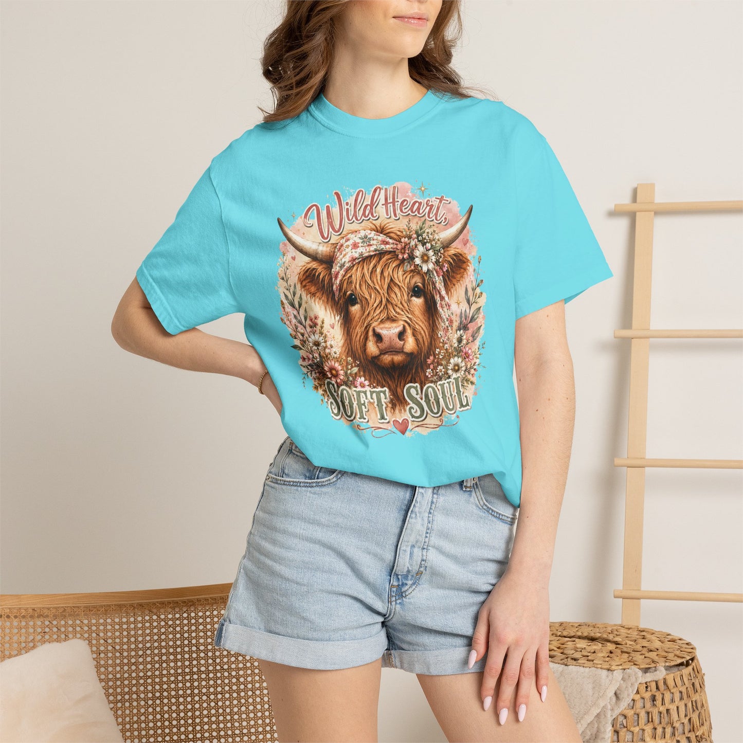 T-Shirt — “Wild Heart, Soft Soul” Highland Cow Graphic Tee