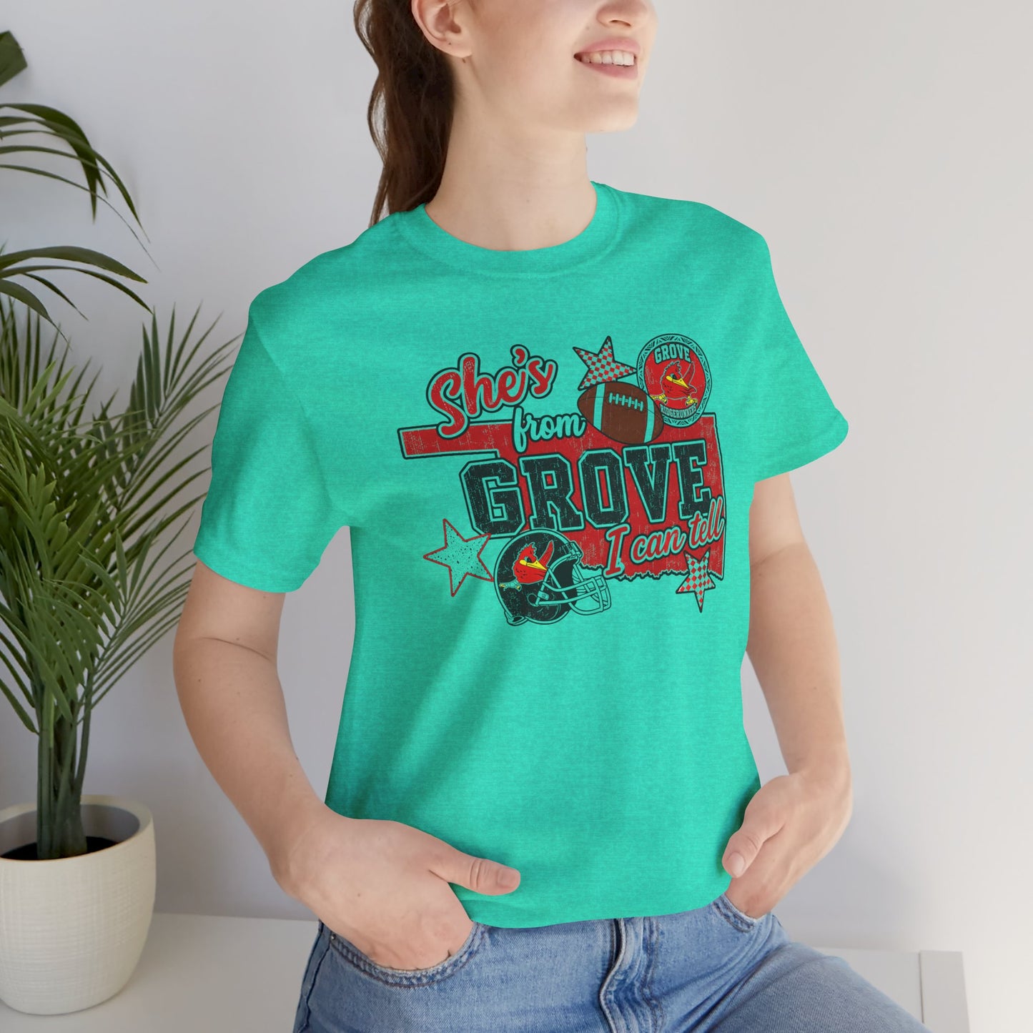 She's From Grove I Can Tell T-Shirt — Grove Football Fan Tee