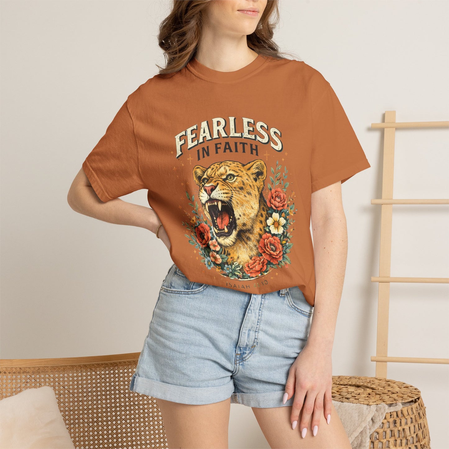 Fearless in Faith Lion T-Shirt — Floral Vintage Christian Graphic Tee