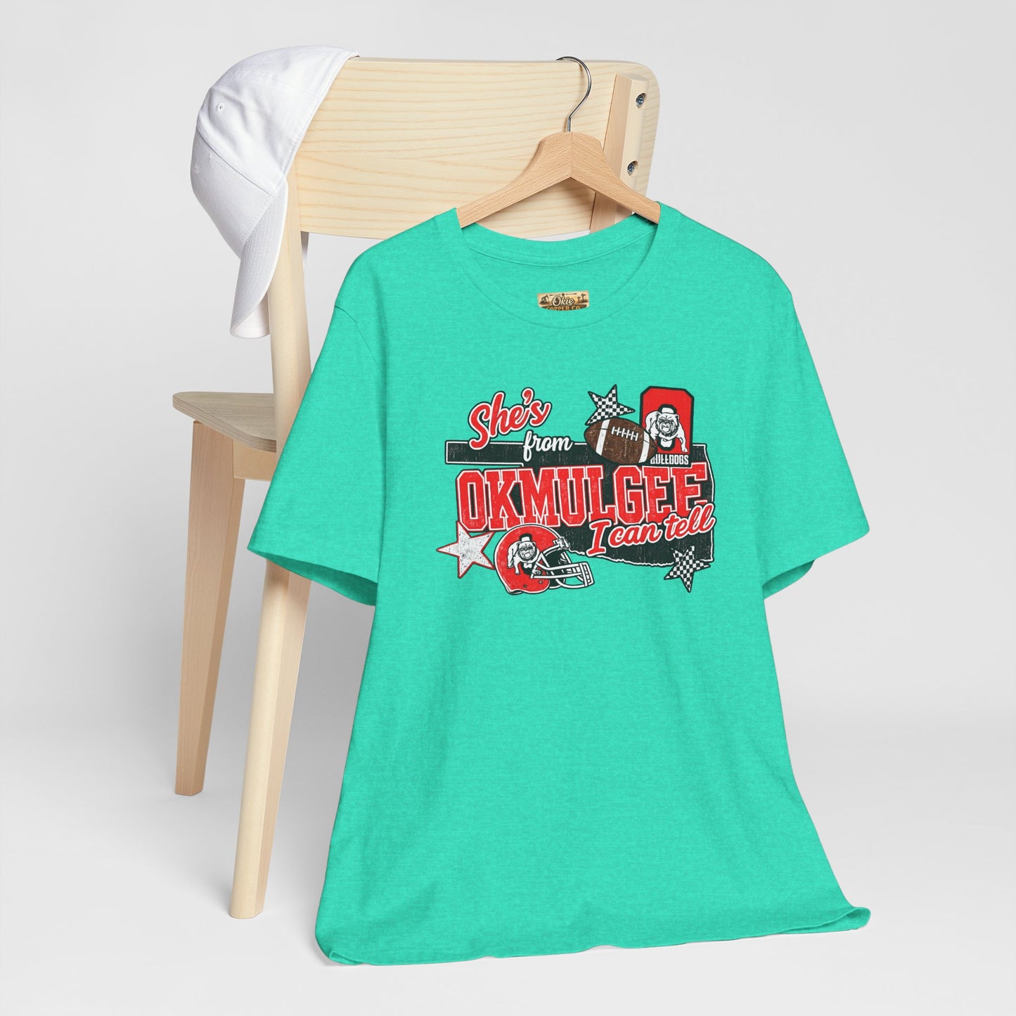 Okmulgee Cardinals Football Tee — She’s From Okmulgee Design