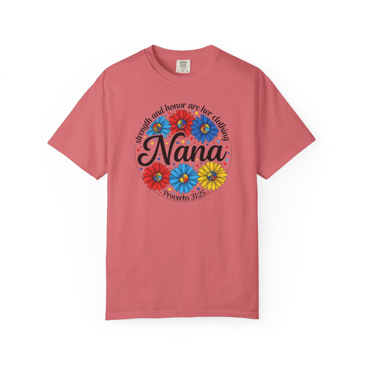 Nana Floral Proverbs T-Shirt — “Strength and Honor” Grandma Gift