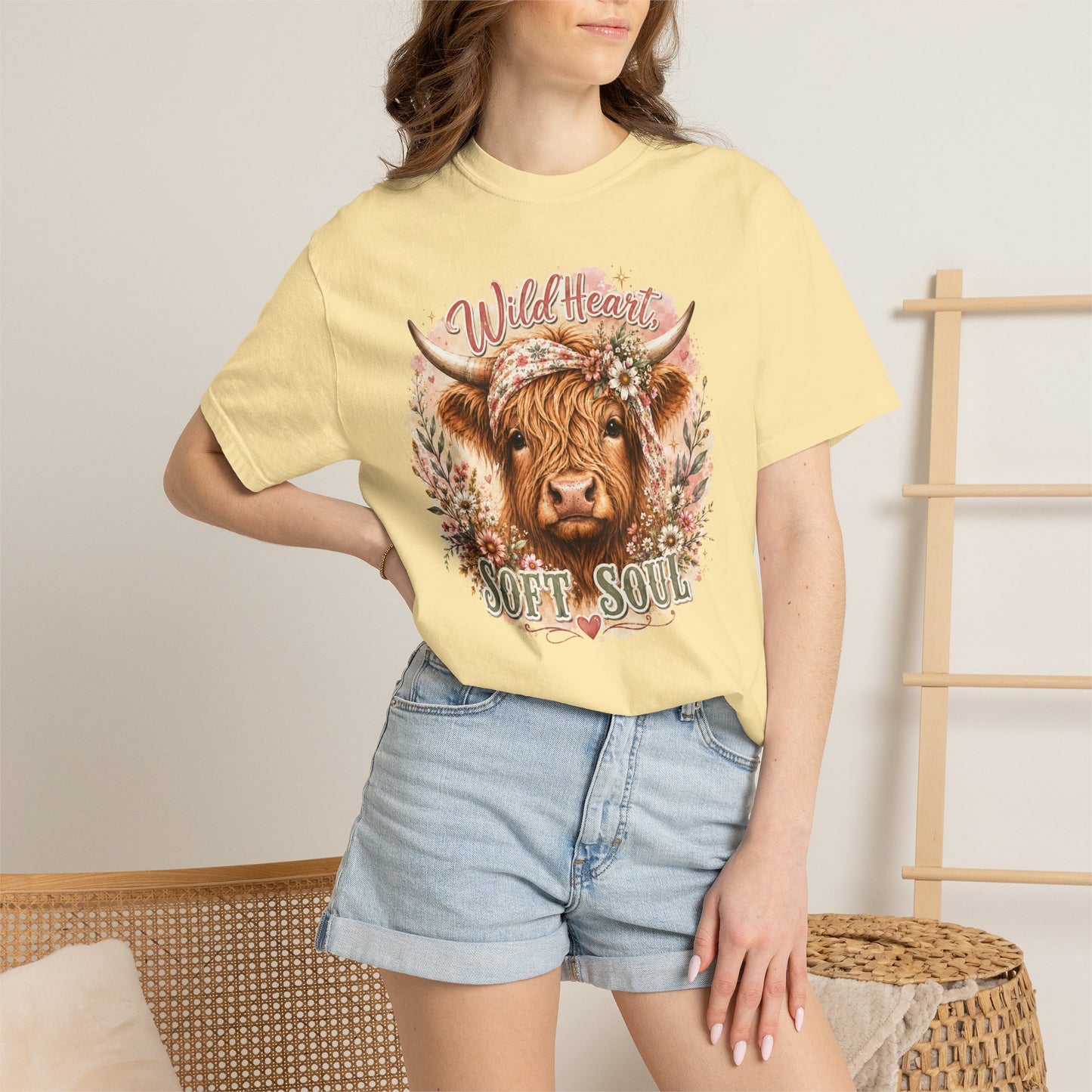 T-Shirt — “Wild Heart, Soft Soul” Highland Cow Graphic Tee