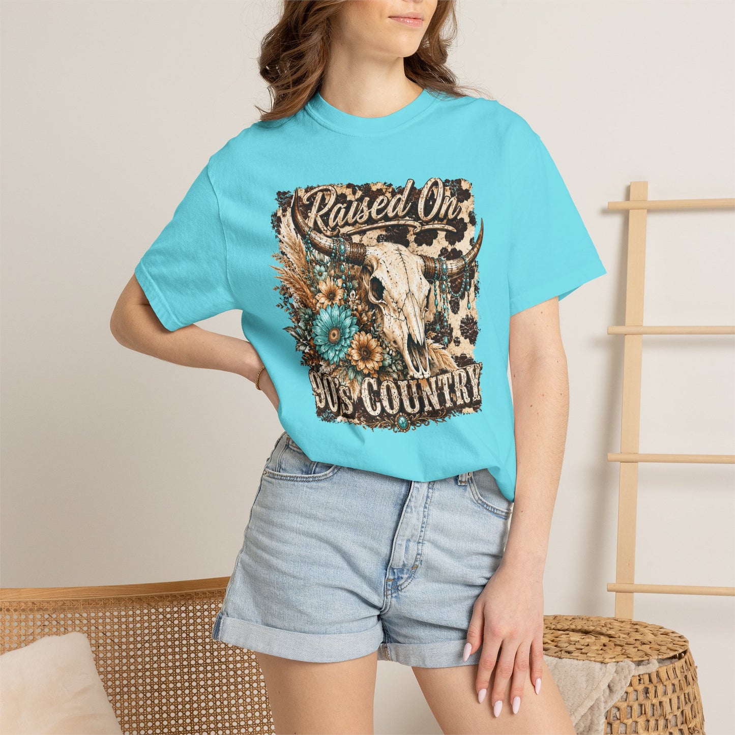 Raised On 90s Country T-Shirt — Vintage Cow Skull Western Tee
