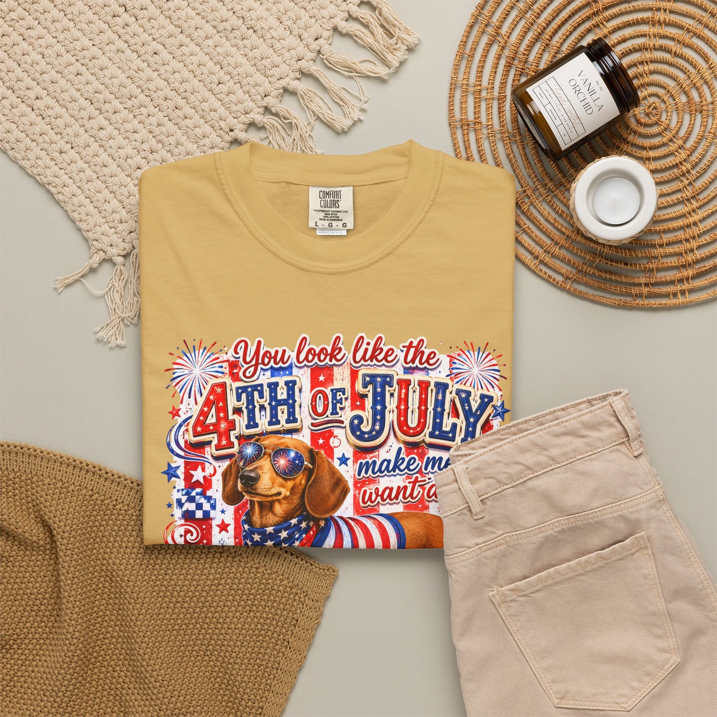 4th of July Hot Dog Dachshund T-Shirt – Patriotic Funny BBQ Tee