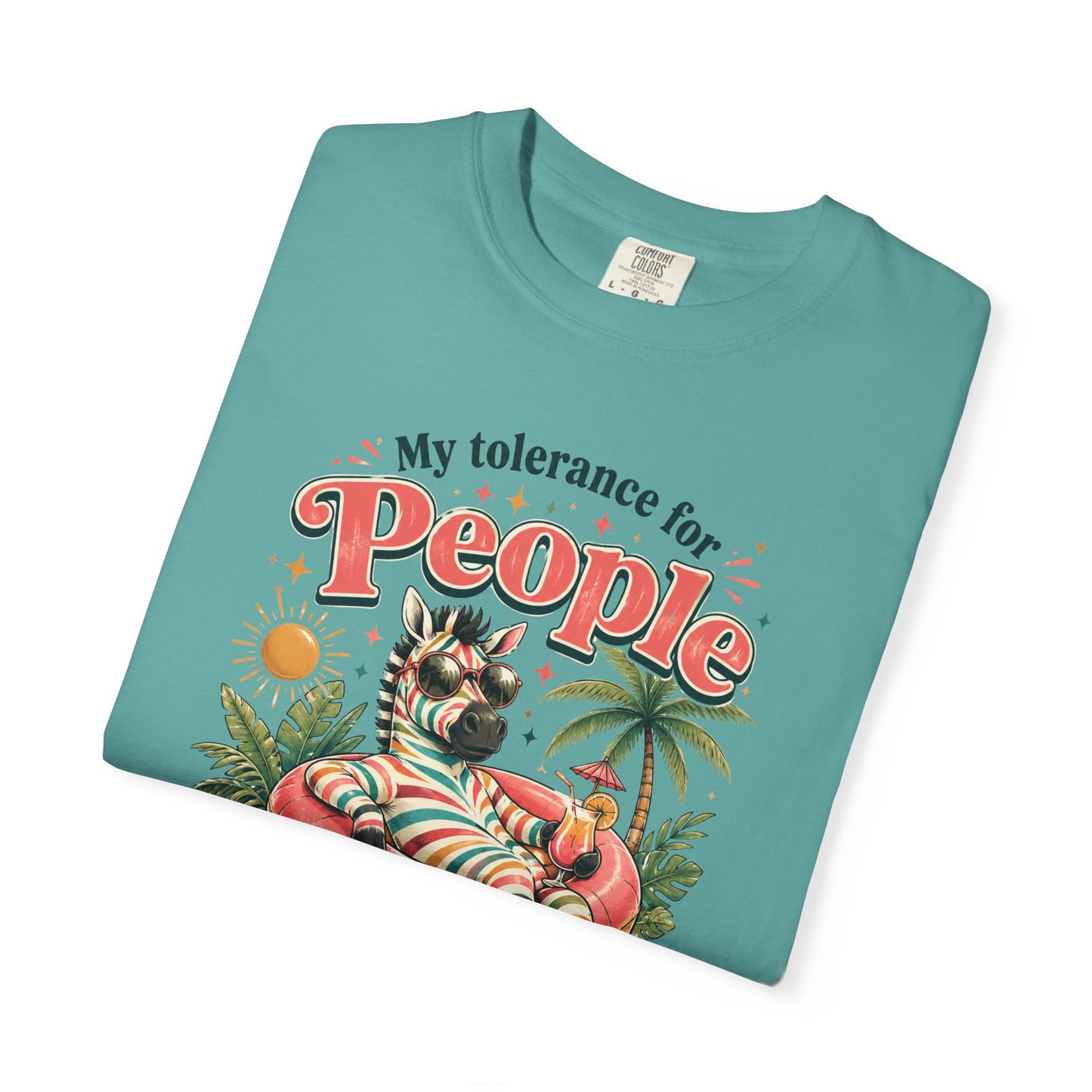 "My Tolerance for People Lasts This Long" Retro Cat Pool Float Graphic Tee
