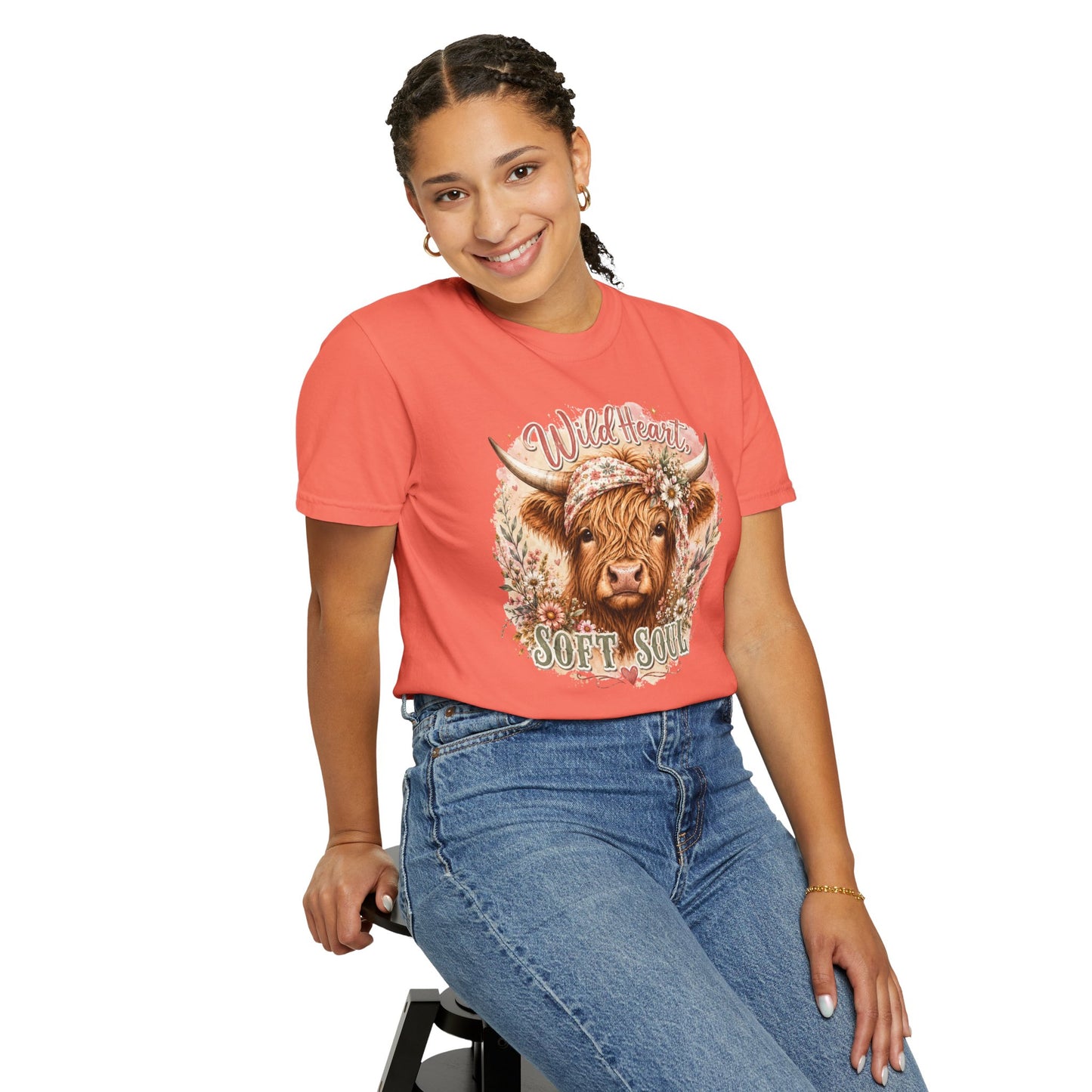 T-Shirt — “Wild Heart, Soft Soul” Highland Cow Graphic Tee