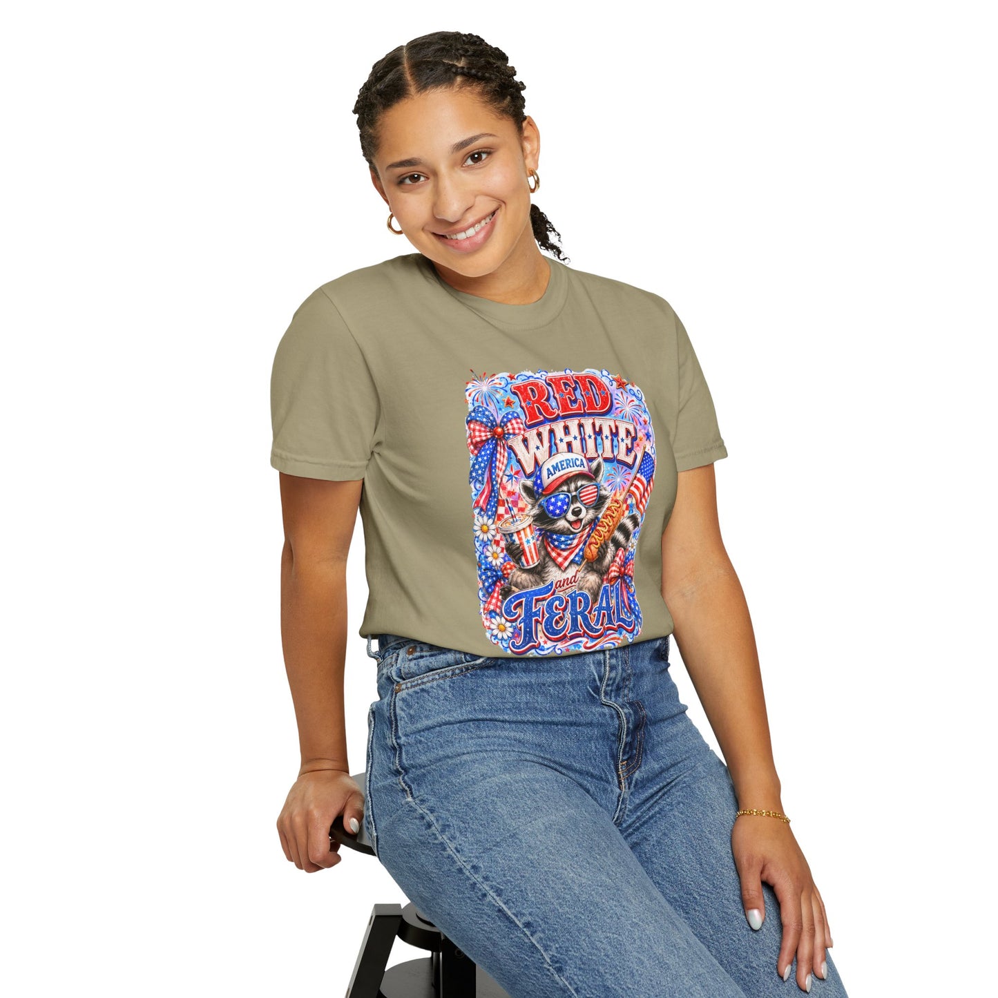 Patriotic "Red White Feral" Graphic T-Shirt