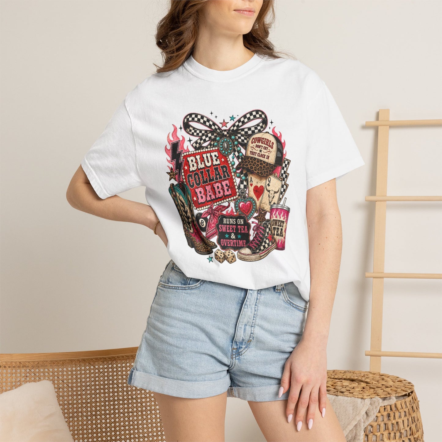 Blue Collar Babe T-Shirt — Retro Cowgirl Graphic Tee