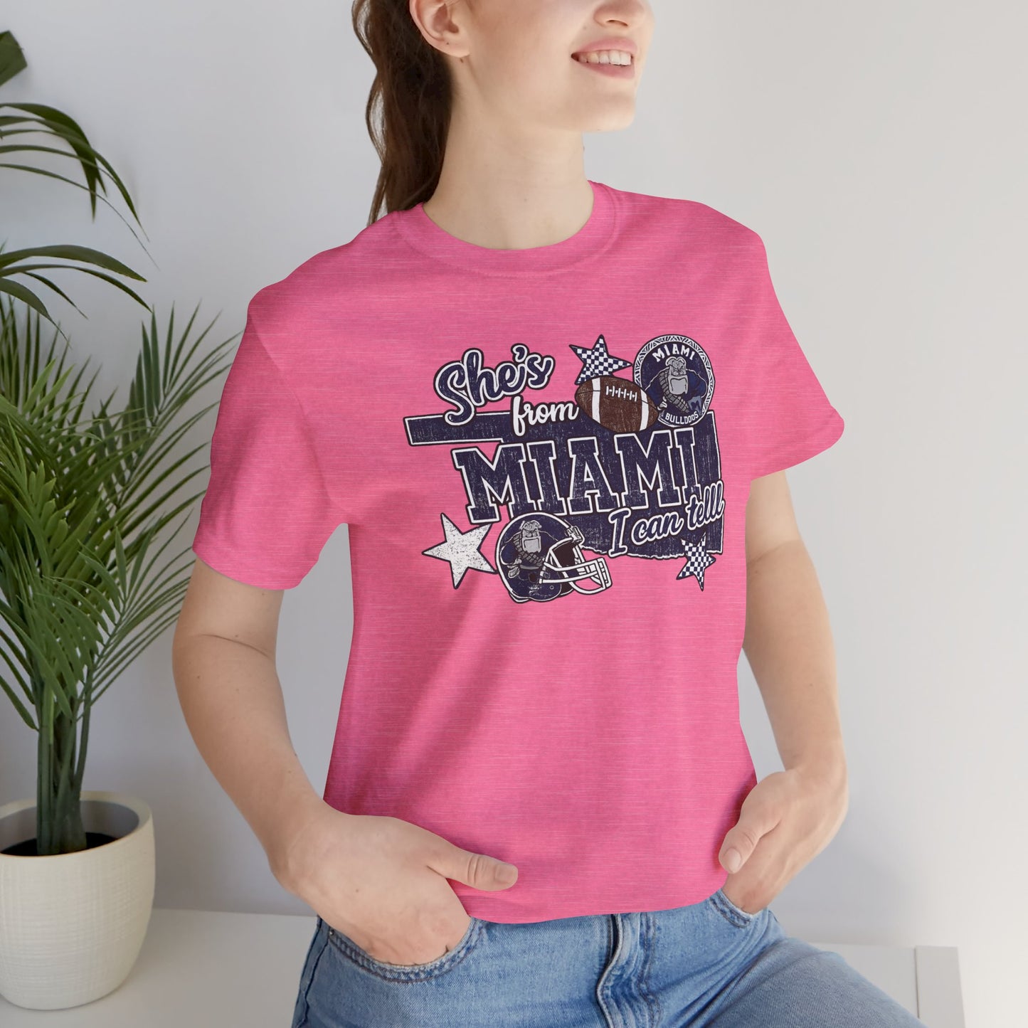 She's From Miami Graphic Tee — Retro Football Fan Shirt