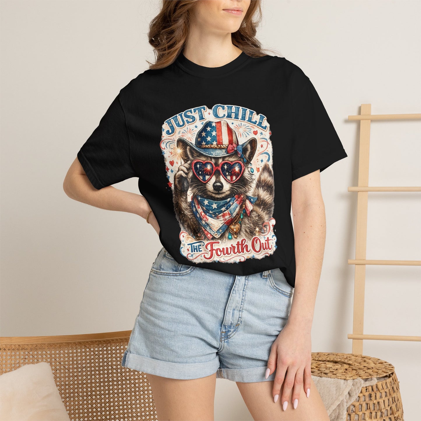 Fourth of July Raccoon T-Shirt — "Just Chill The Fourth Out" Patriotic Tee