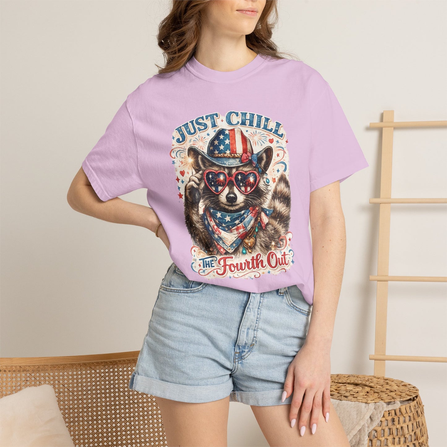 Fourth of July Raccoon T-Shirt — "Just Chill The Fourth Out" Patriotic Tee