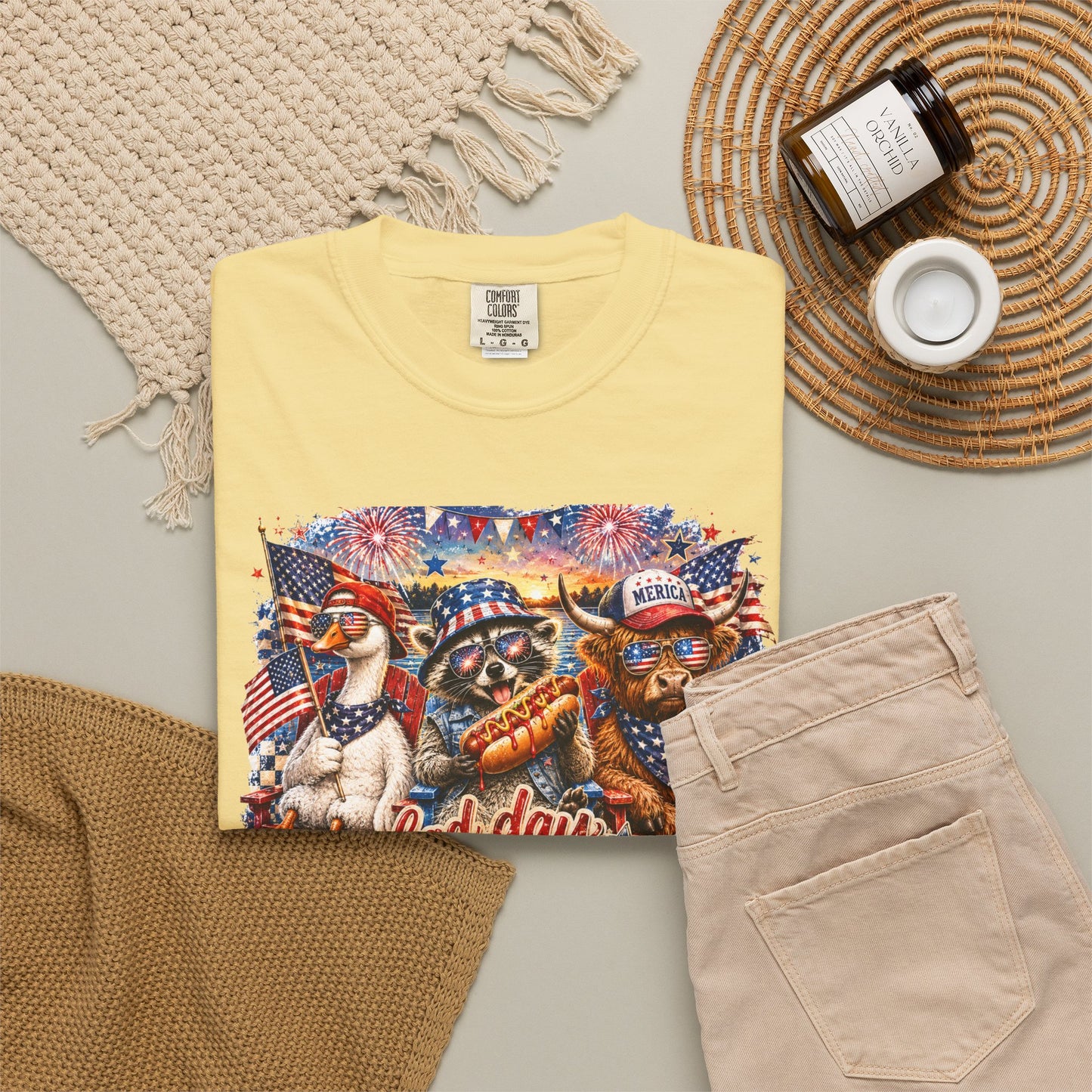 Patriotic 'Born to Be a Hot Dog' Graphic T-Shirt