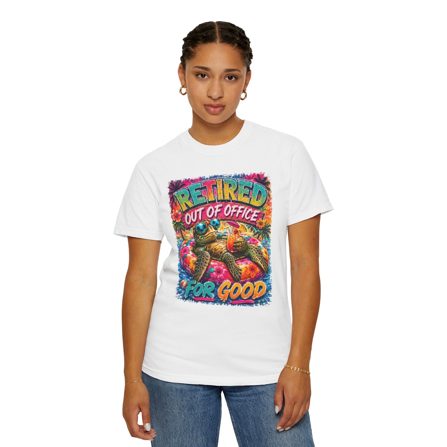 Retired Out of Office For Good T-Shirt — Funny Retirement Turtle Tee