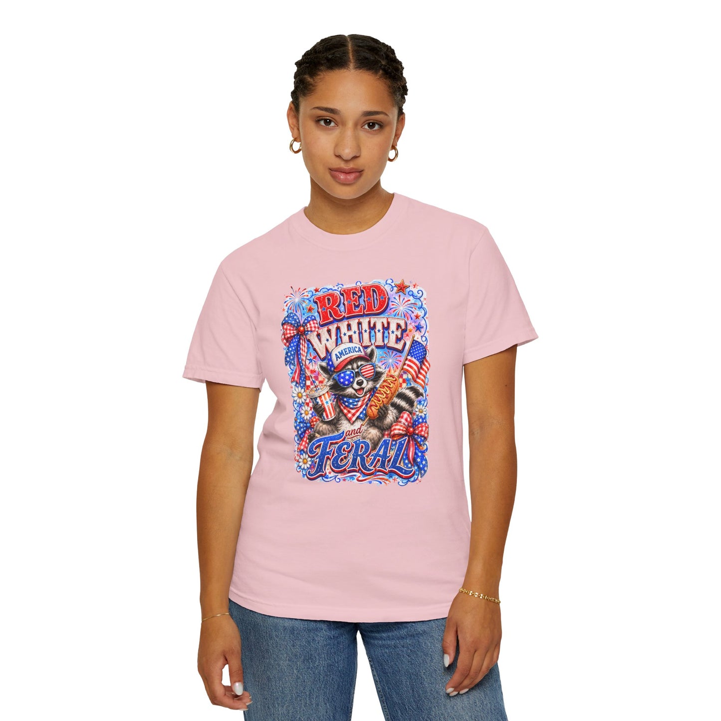 Patriotic "Red White Feral" Graphic T-Shirt