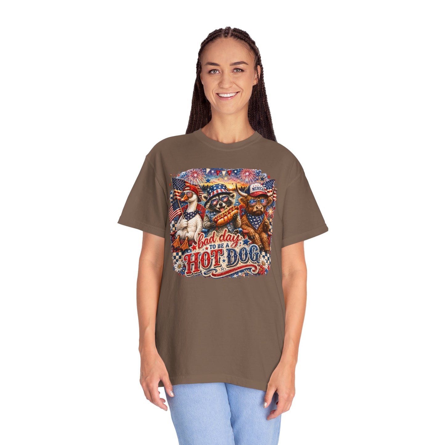Patriotic 'Born to Be a Hot Dog' Graphic T-Shirt