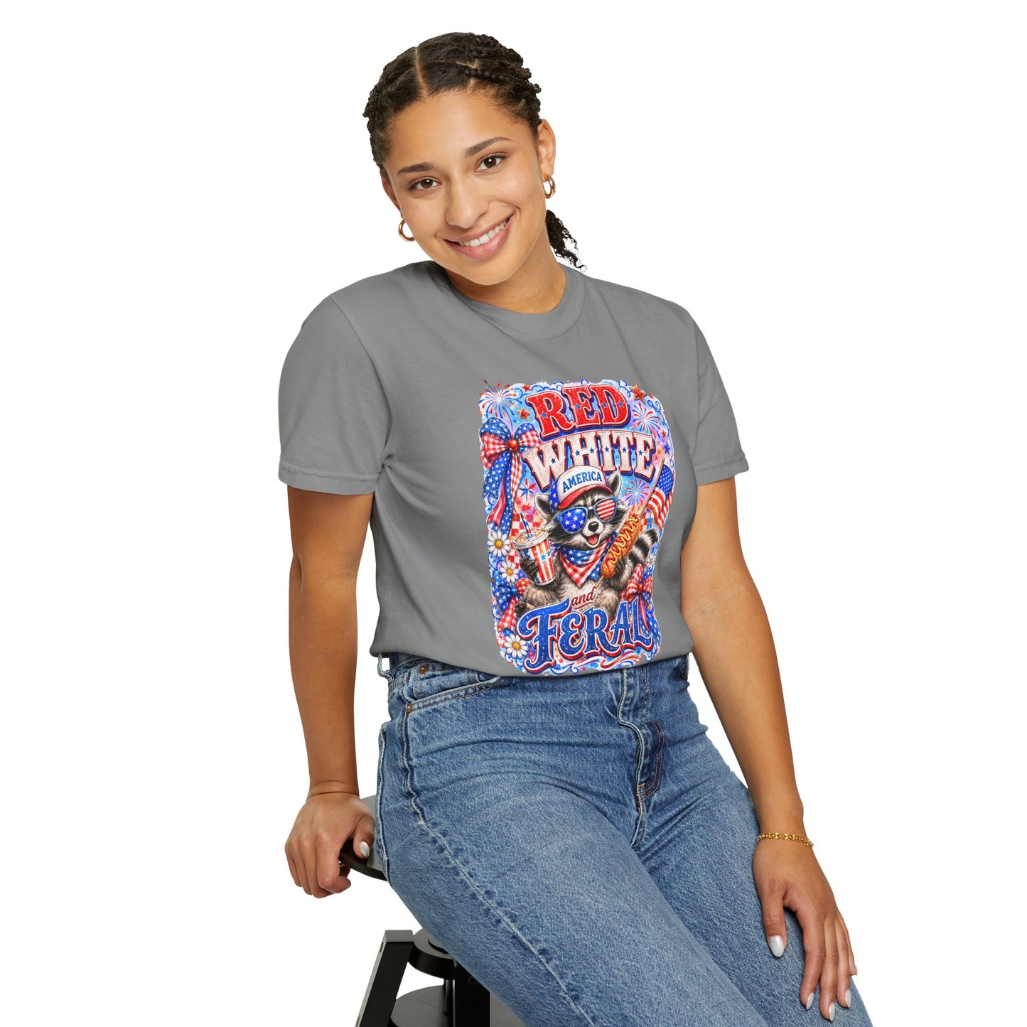Patriotic "Red White Feral" Graphic T-Shirt