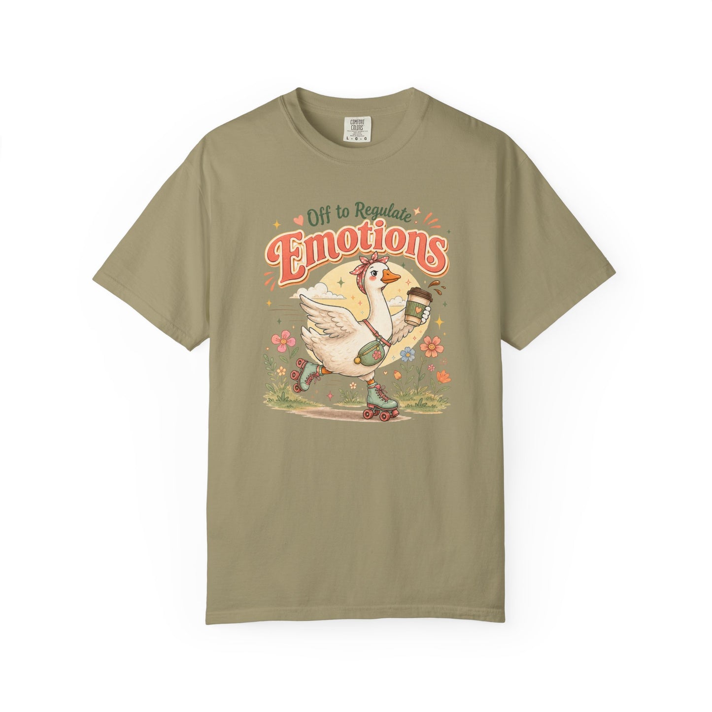Emotions Duck Graphic T-Shirt — "Off to Regulate" Vintage Coffee Tee