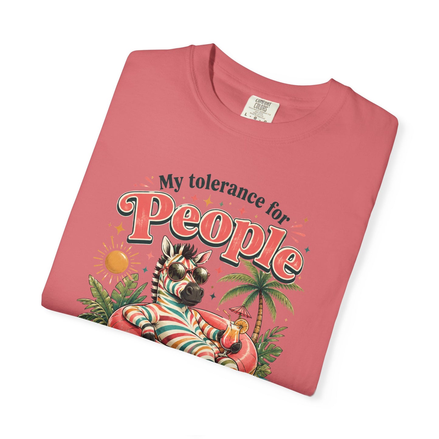 "My Tolerance for People Lasts This Long" Retro Cat Pool Float Graphic Tee