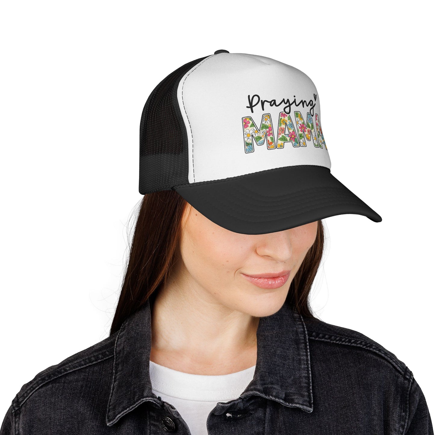Praying Mama Trucker Hat — Floral ‘Praying Mama’ Mesh Cap for Moms