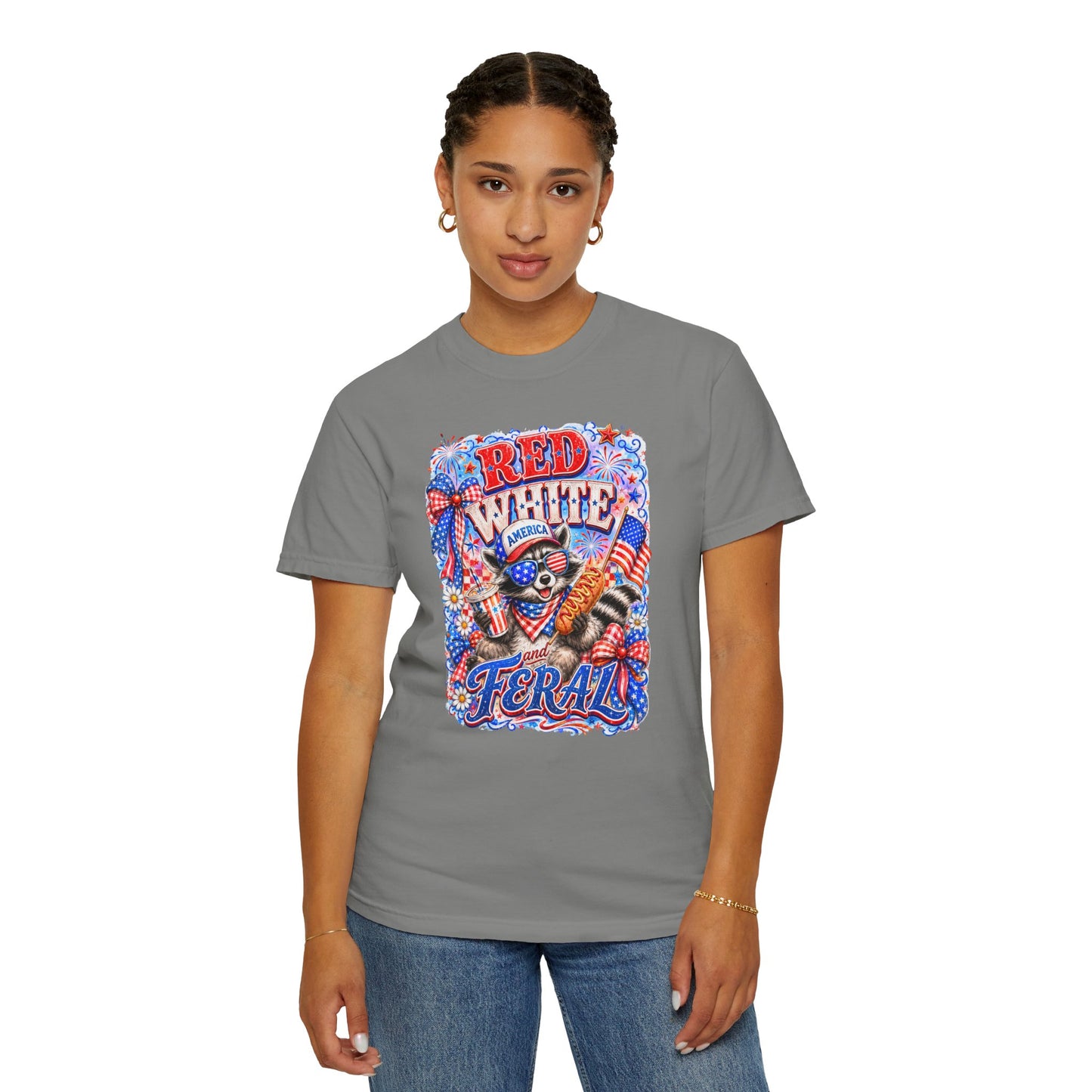 Patriotic "Red White Feral" Graphic T-Shirt