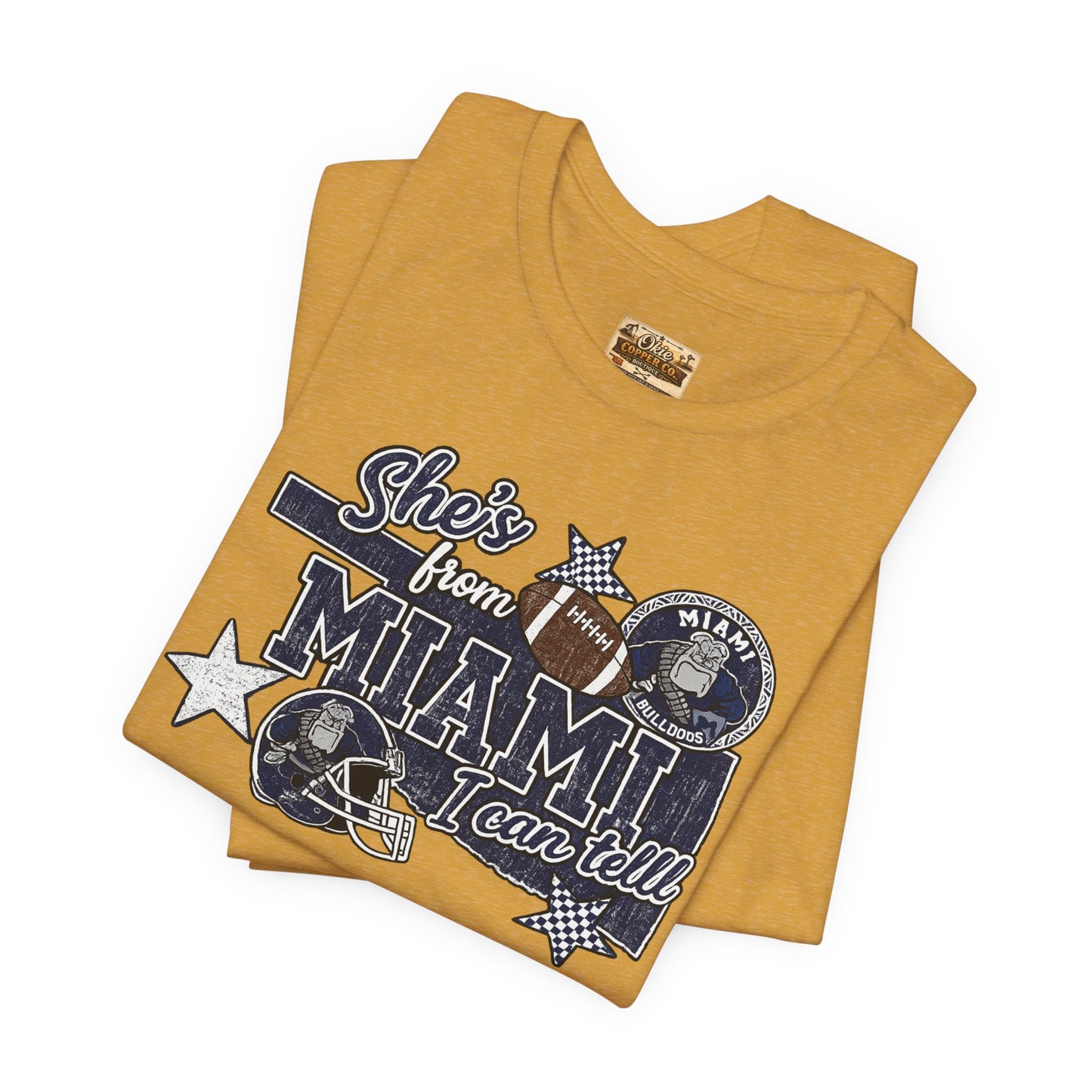 She's From Miami Graphic Tee — Retro Football Fan Shirt