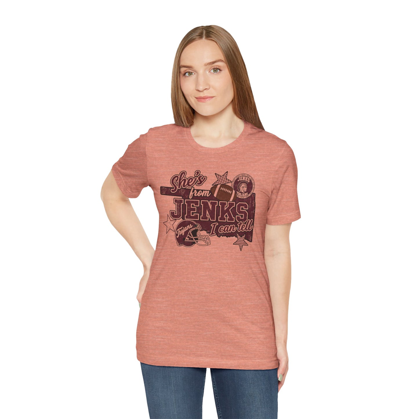 She's from Jenks Tee — Vintage High School Football Graphic T-Shirt