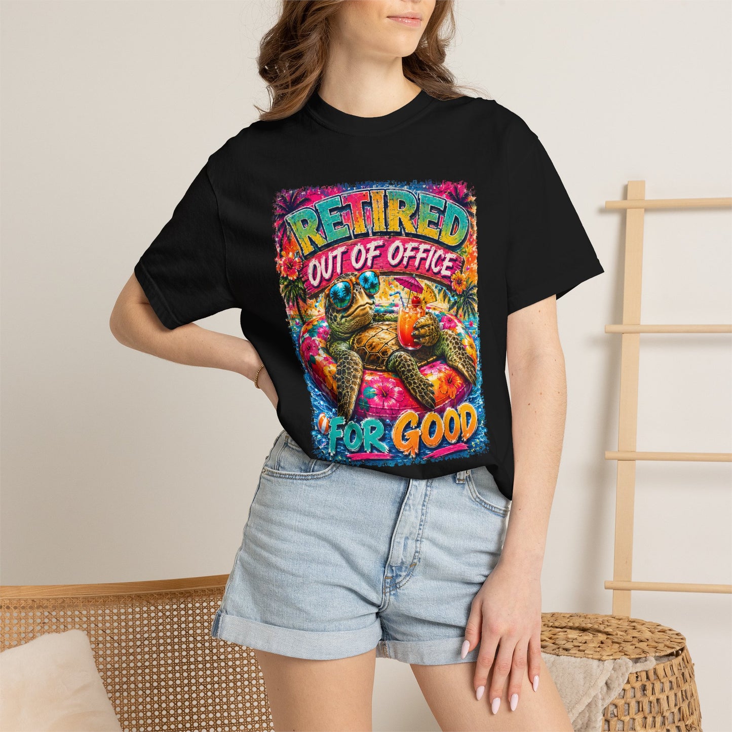 Retired Out of Office For Good T-Shirt — Funny Retirement Turtle Tee