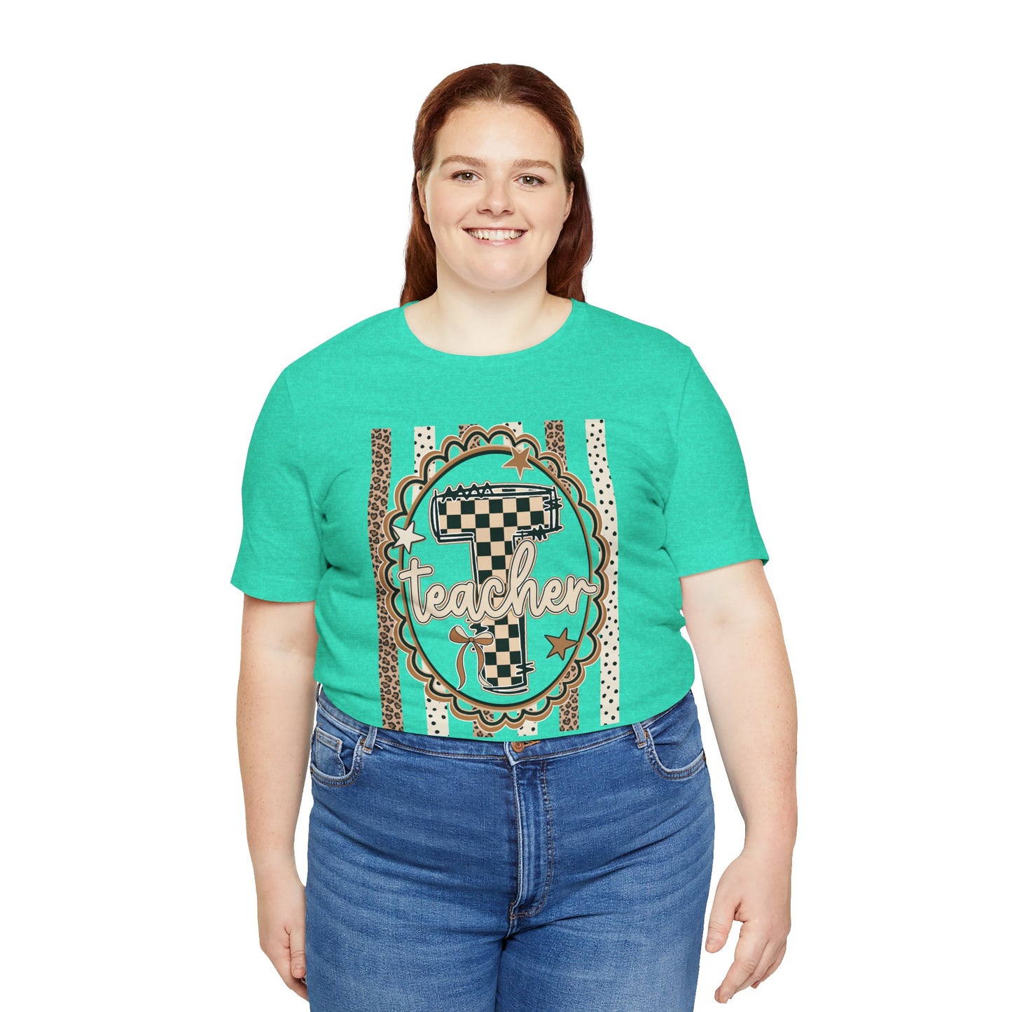 Teacher Monogram Tee — Number 1 Checkered Design