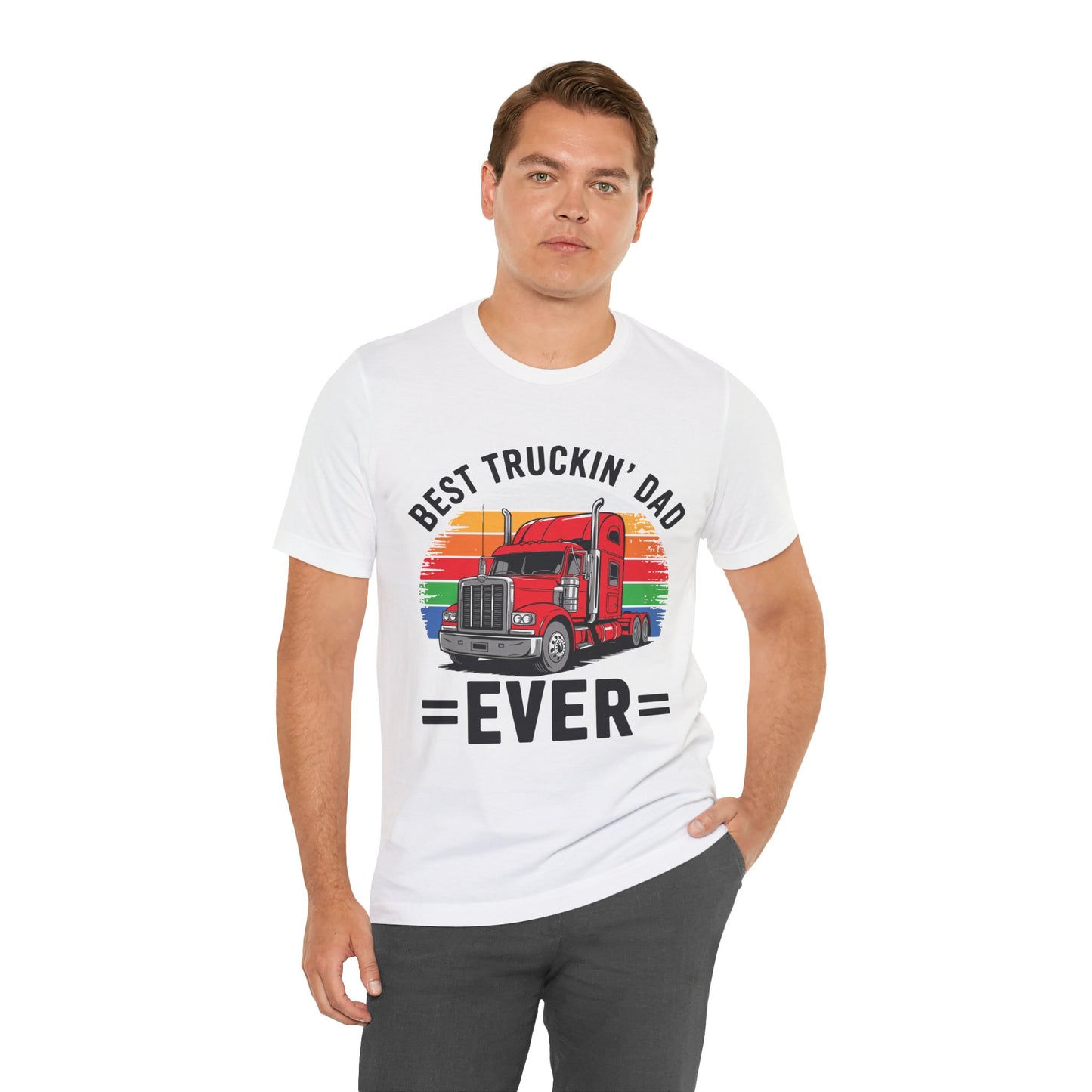 Best Truckin' Dad Ever T-Shirt — Vintage Semi Truck Father's Day Tee