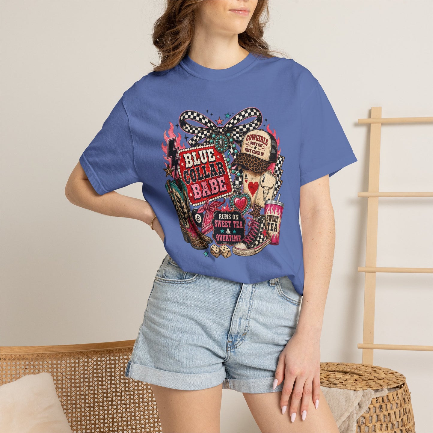Blue Collar Babe T-Shirt — Retro Cowgirl Graphic Tee