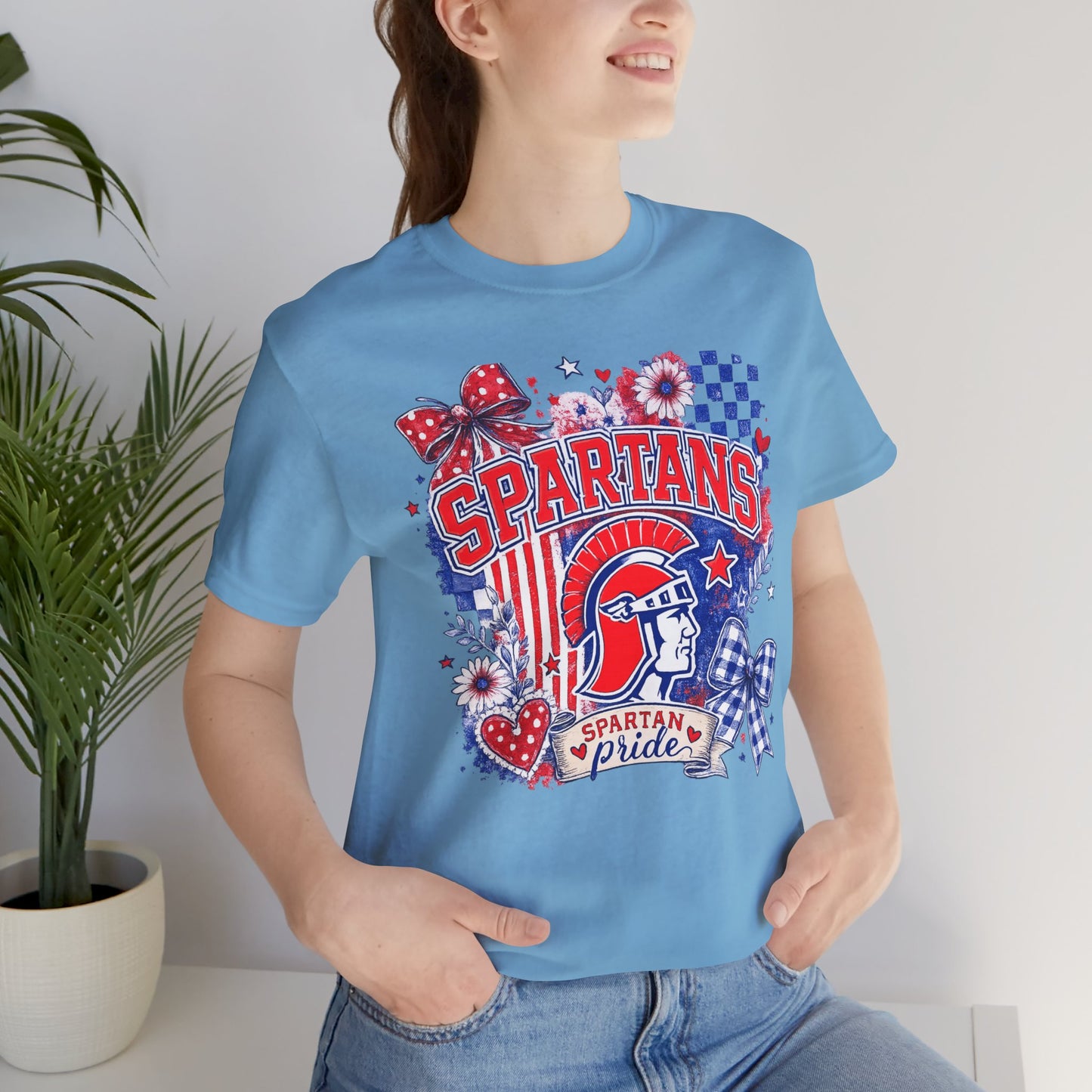 Spartans Pride Graphic Tee — Red, White & Blue School Spirit T-Shirt
