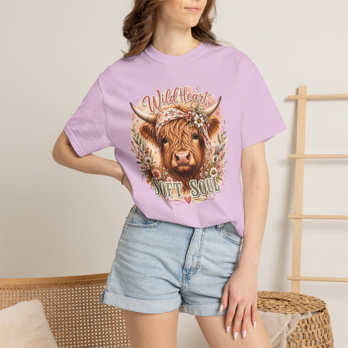 T-Shirt — “Wild Heart, Soft Soul” Highland Cow Graphic Tee