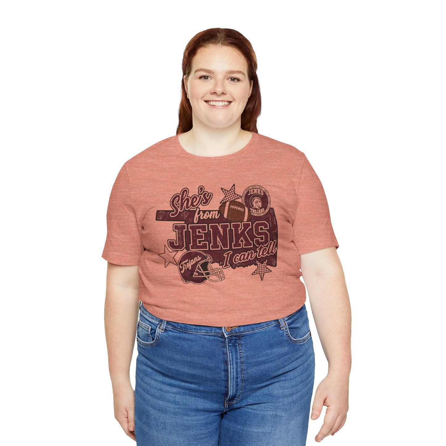 She's from Jenks Tee — Vintage High School Football Graphic T-Shirt