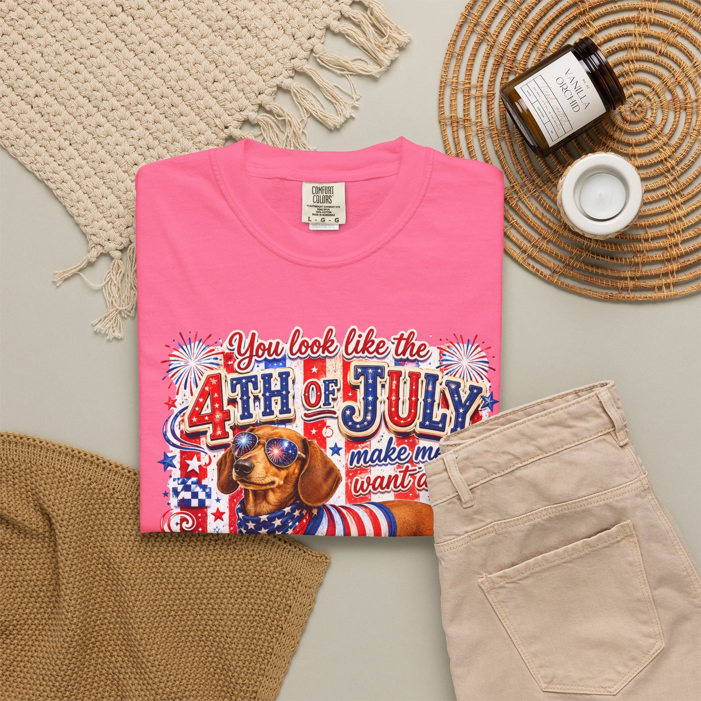 4th of July Hot Dog Dachshund T-Shirt – Patriotic Funny BBQ Tee