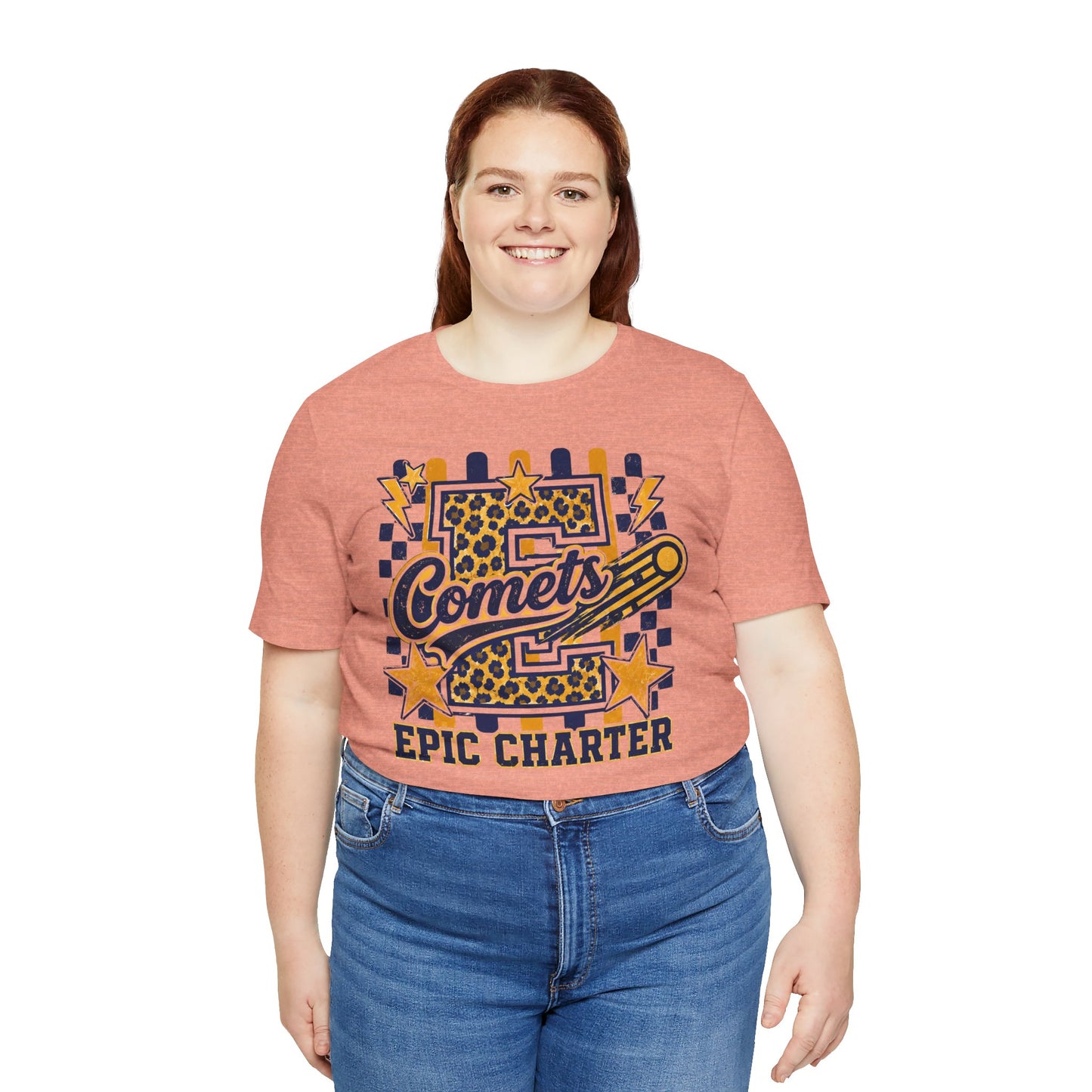 Comets Epic Charter Baseball T-Shirt — Leopard Letter Sports Tee