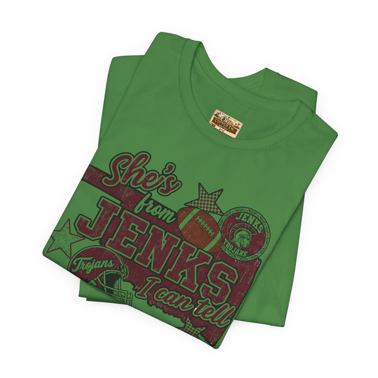 She's from Jenks Tee — Vintage High School Football Graphic T-Shirt