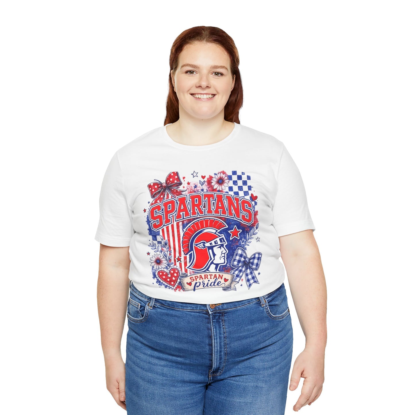 Spartans Pride Graphic Tee — Red, White & Blue School Spirit T-Shirt