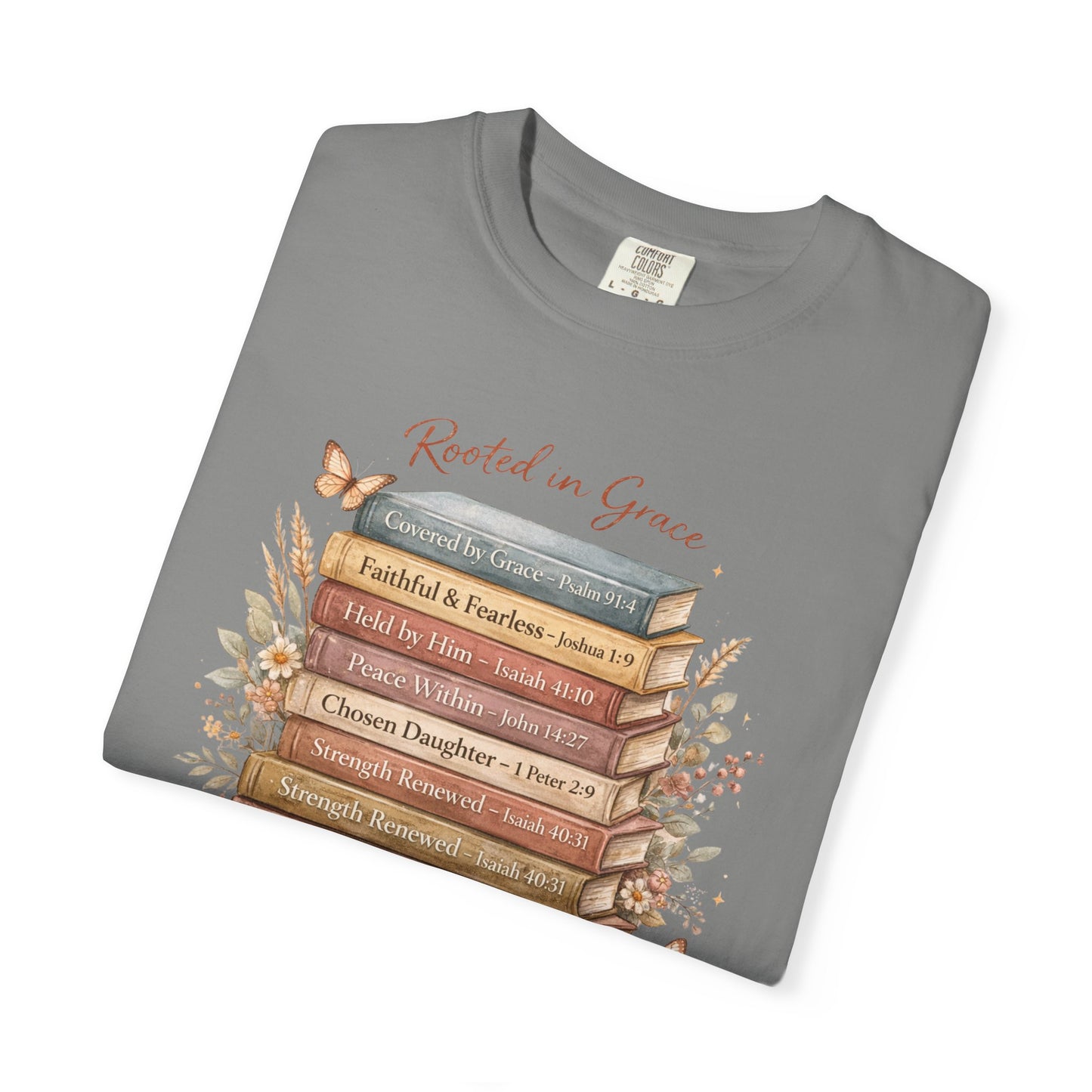 Mama of Faith Book Stack T‑Shirt — Rooted in Grace Christian Mother's Tee